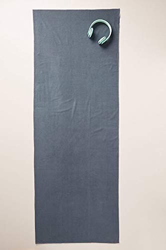 Hot Yoga Towel - Suede - 100% Microfiber, Super Absorbent, Bikram Yoga Mat Towel - Exercise, Fitness, Pilates, and Yoga Gear - Gray 26.5" x 72"