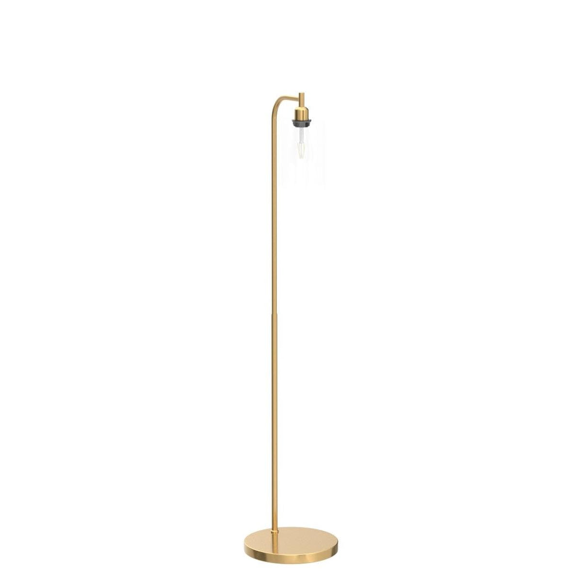 Brass Gold Industrial Floor Lamp with Hanging Glass Shade
