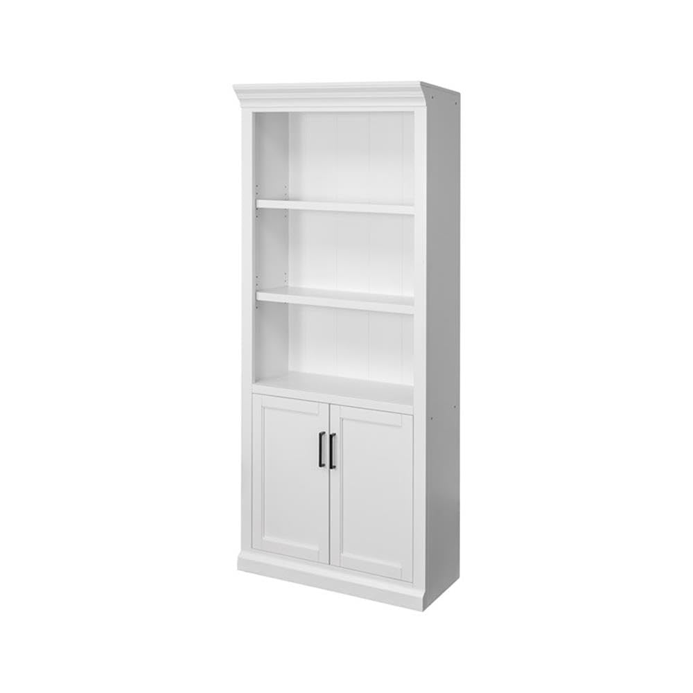 Modern Wood Lower Doors Bookcase Office Bookcase in White