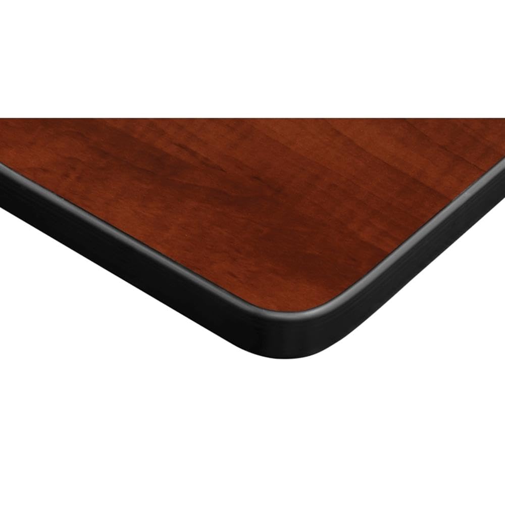 84 x 24 Flip-Top Nesting Table, Cherry Laminate, 1-Inch Thick Thermal Fused Melamine Top, Black T Edge Banding, Includes 2 Stackable Mesh Guest Chairs, Conference or Training Room Set