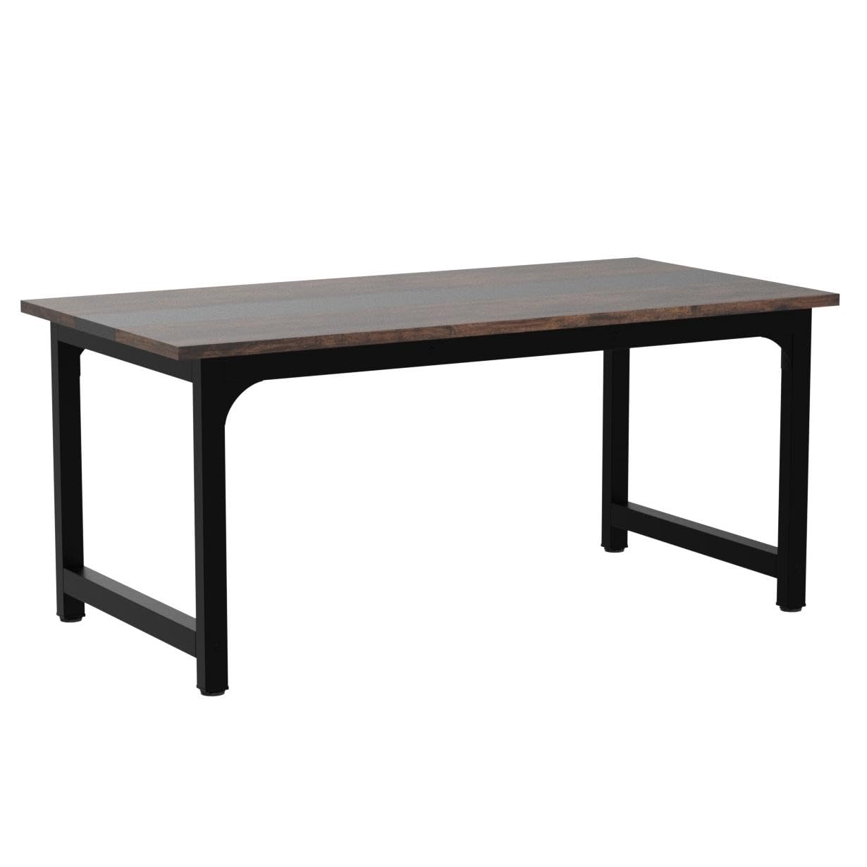 63” Executive Desk, Large Office Computer Desk with Thicken Frame, Modern Simple Workstation Business Furniture for Home Office, Vintage Brown/Black