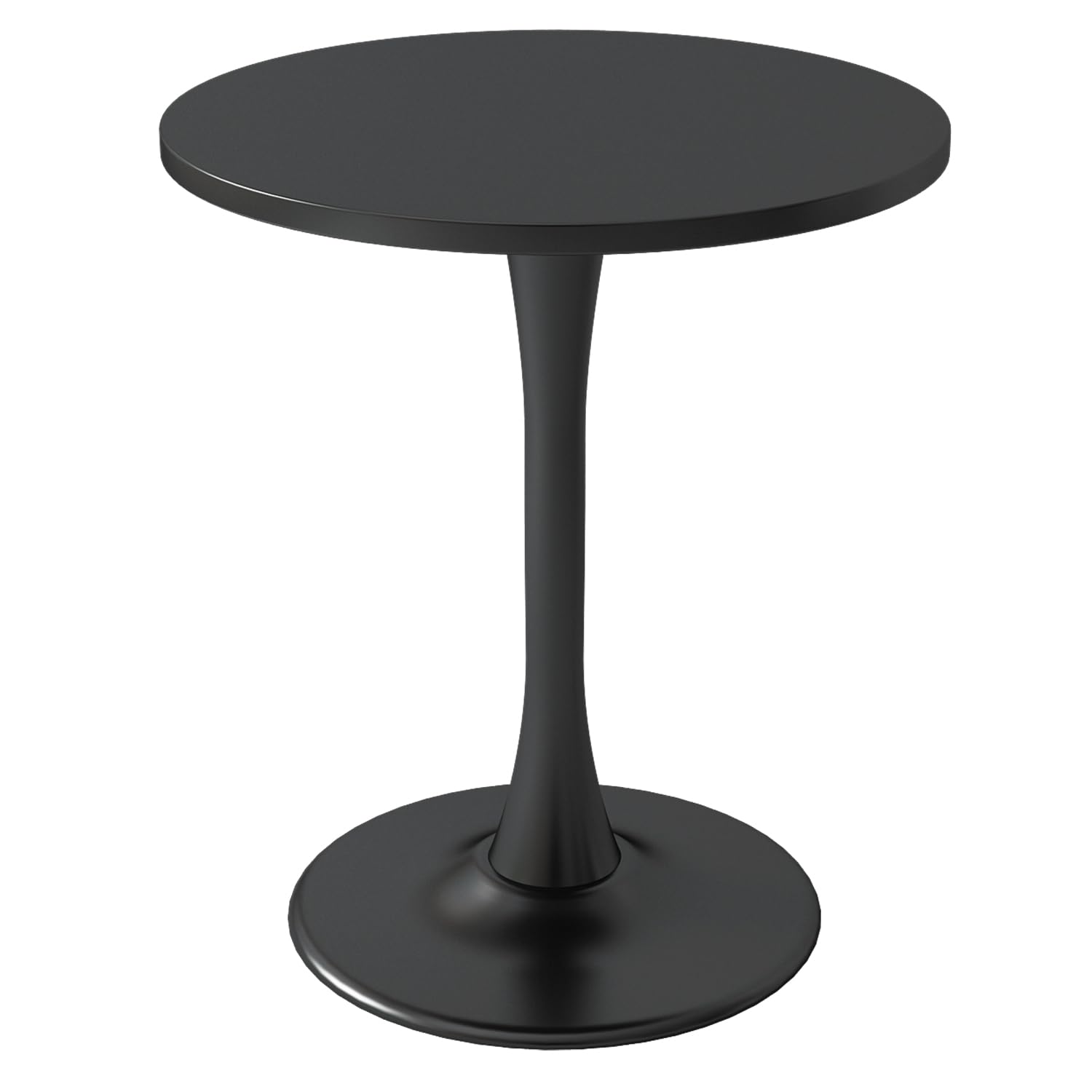Kasinali Round Dining Table 24" Circle Tulip Table with Wood Thickened Tabletop & Sturdy Metal Pedestal Mid Century Modern Leisure Bistro Kitchen Tables 2 People Small Places Living Room Cafe,Black