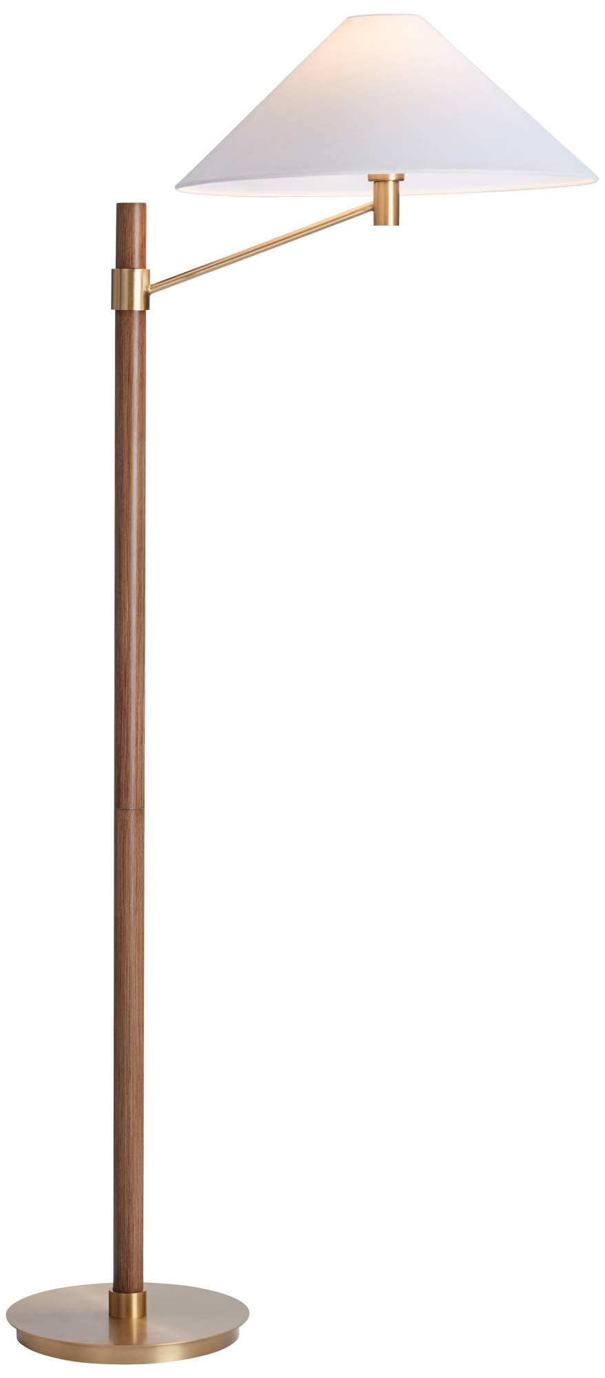 64" High Aged Brass and Wood Finish Floor Lamp