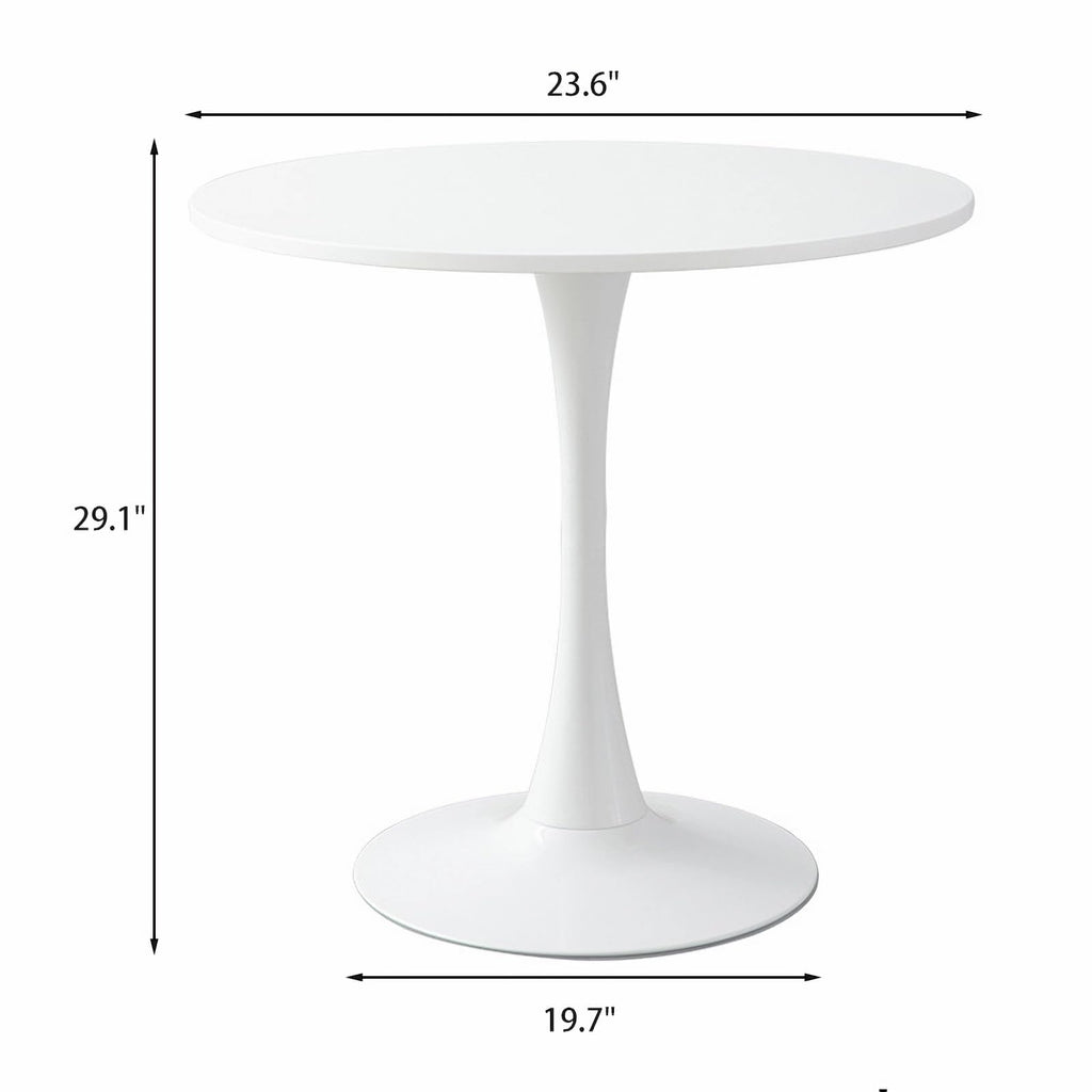 23.6" Round Tulip Dining Table, Mid-Century Tulip Table Kitchen Tulip Dining Table 2 People with MDF Table Top & Pedestal Base for Office Living Room