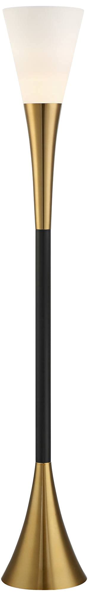 Piazza 72 1/2" Tall Brass and Black Torchiere Floor Lamp
