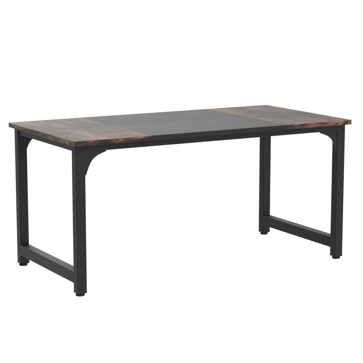 63” Executive Desk, Large Office Computer Desk with Thicken Frame, Modern Simple Workstation Business Furniture for Home Office, Rustic Brown/Black