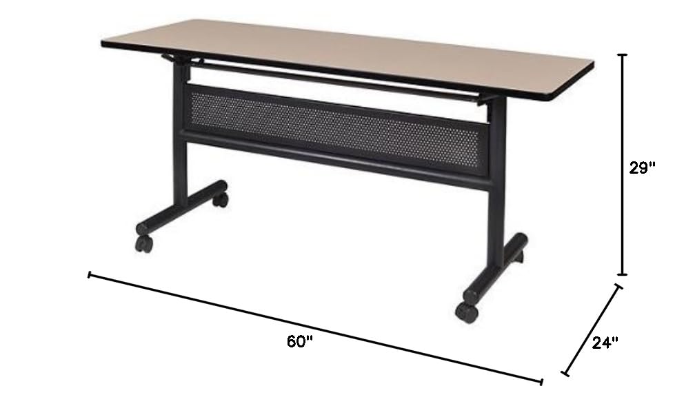 Kobe 60" Flip Top Mobile Training Table with Modesty- Cherry