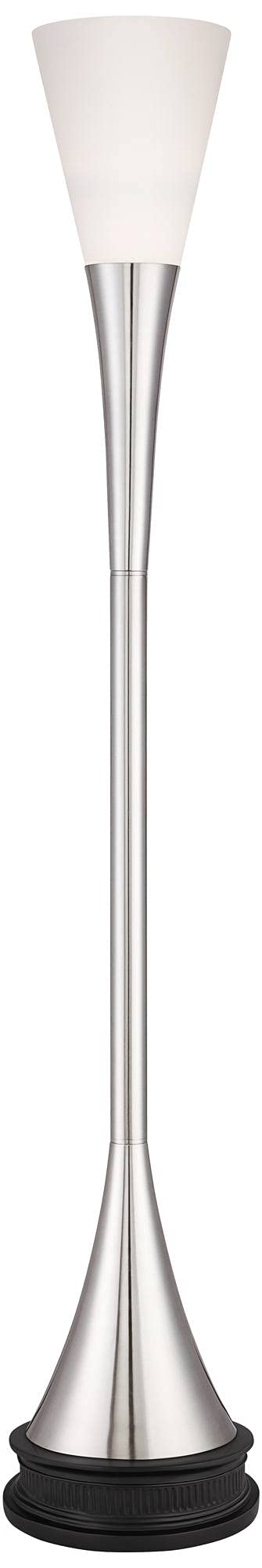 Piazza 76.8" Tall Nickel Torchiere Floor Lamp with Riser