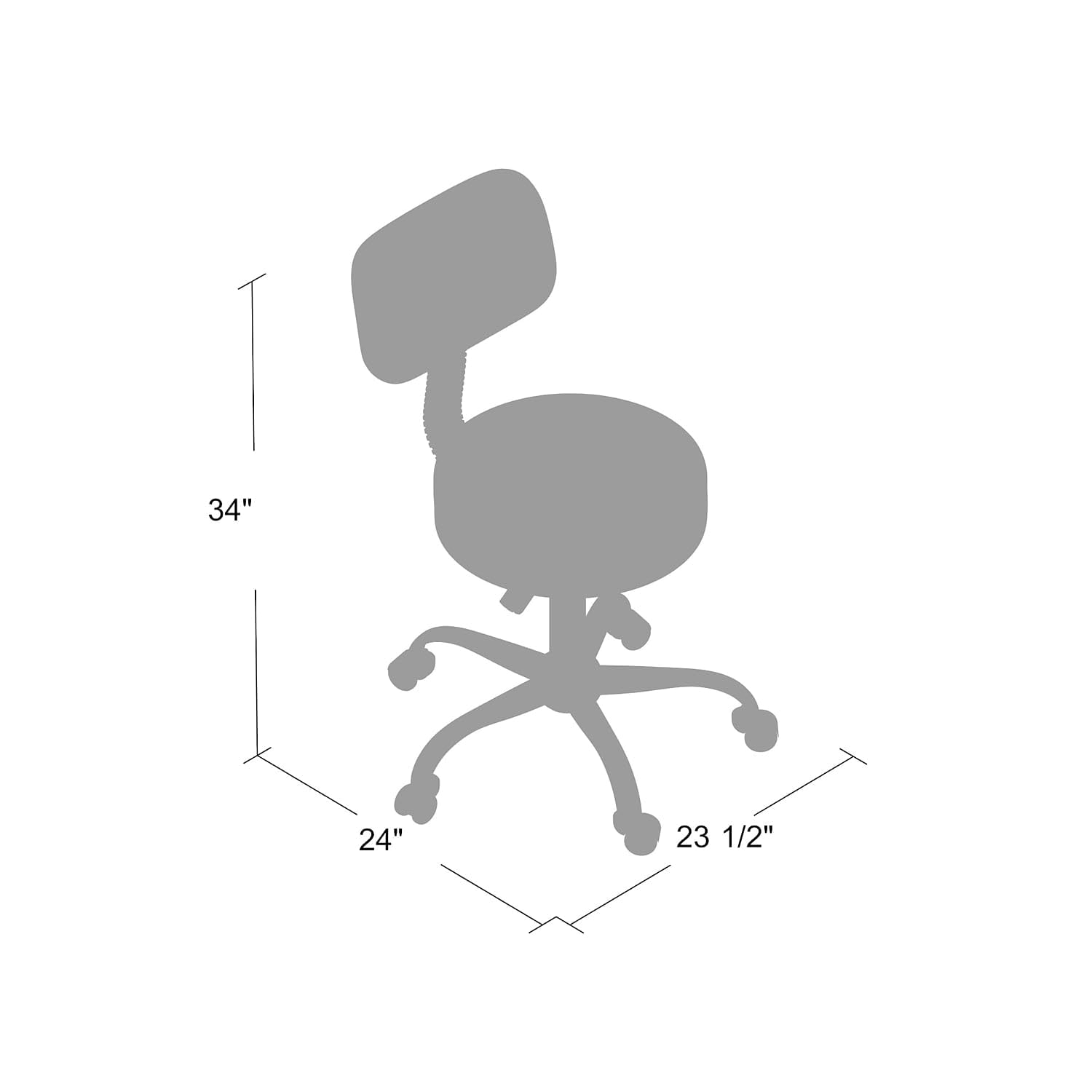 Be Well Medical Spa Professional Adjustable Drafting Stool with Back, Grey (B245-GY)