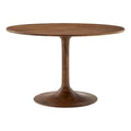 Modway Lippa 48 Inch Round Wood Dining Table in Walnut – Solid Mango Wood Tabletop with Pedestal Base - Mid Century Modern Dining Room Furniture - Kitchen Table for 4-6 Person