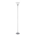 677150 Elliott 72" Floor Lamp, Silver, White Plastic Shade, On/Off Rotary Switch on Shade, Standing, Living Room Decor, Bedroom, Tall, Corner Light