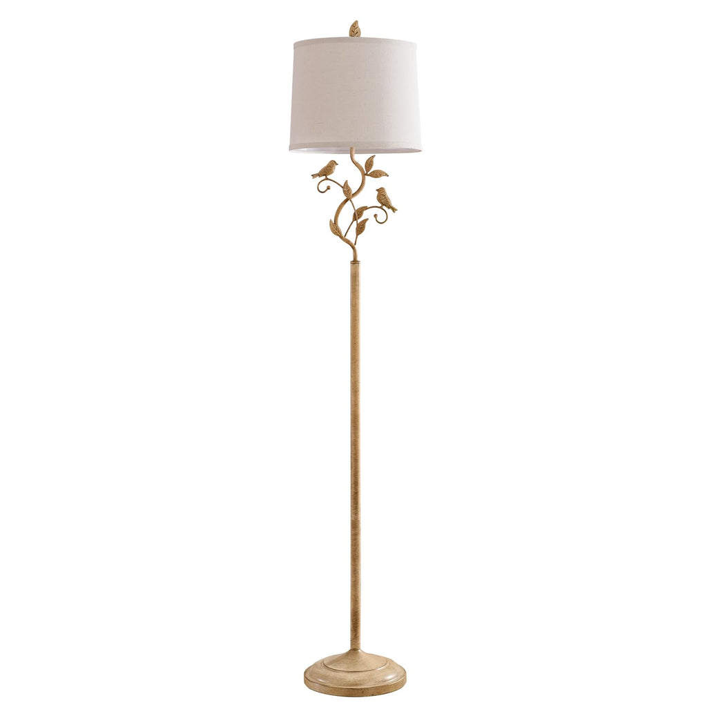 63" Farmhouse Floor Lamp for Living Room Bedroom with Iron Bird Leaf
