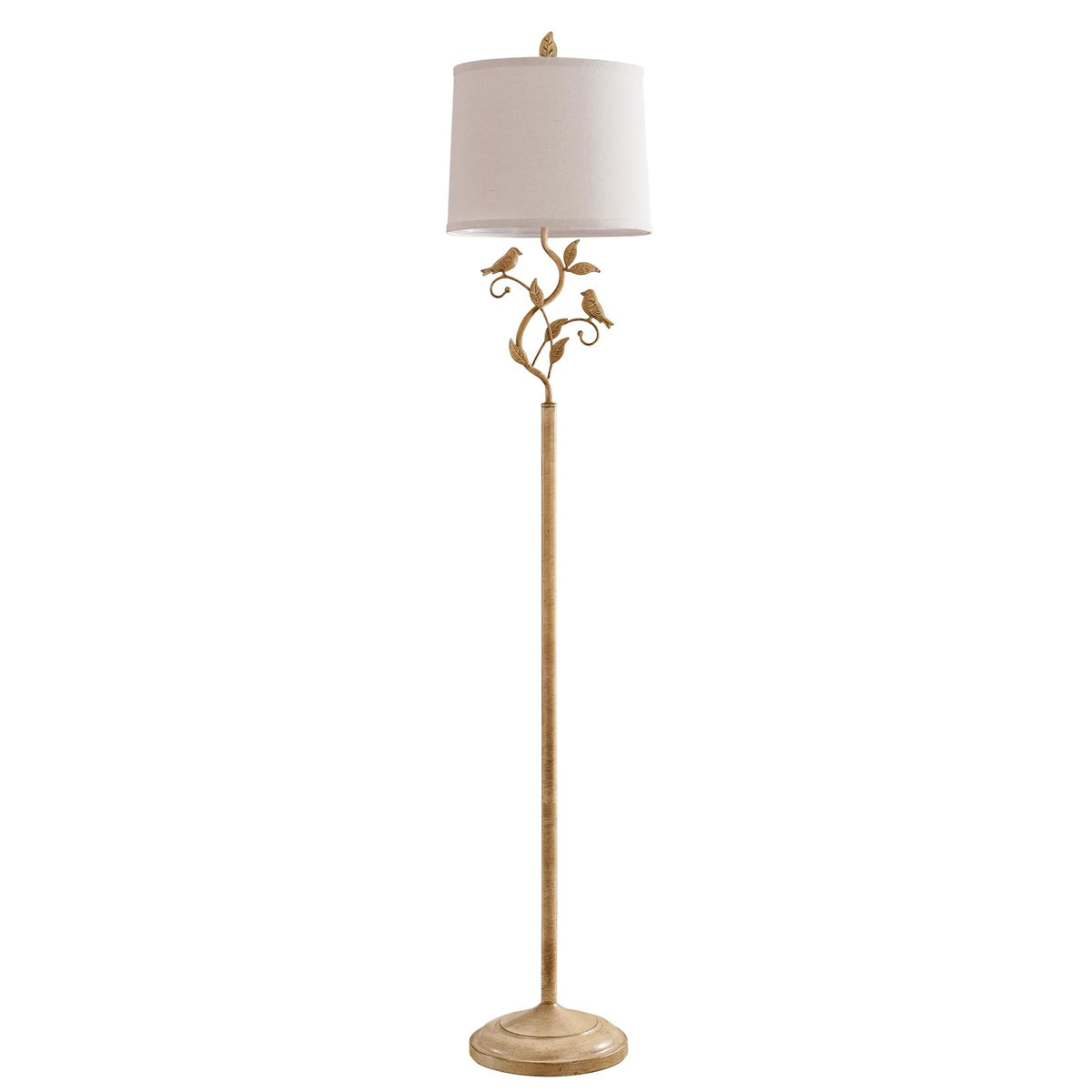 63" Farmhouse Floor Lamp for Living Room Bedroom with Iron Bird Leaf