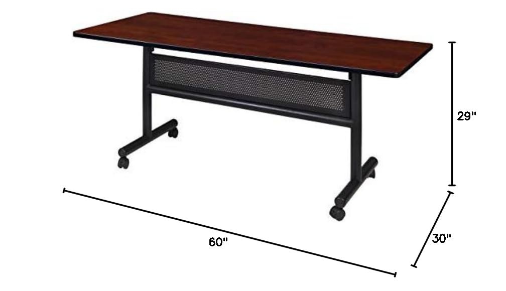 Kobe 60" x 30" Flip Top Mobile Training Table with Modesty- Cherry