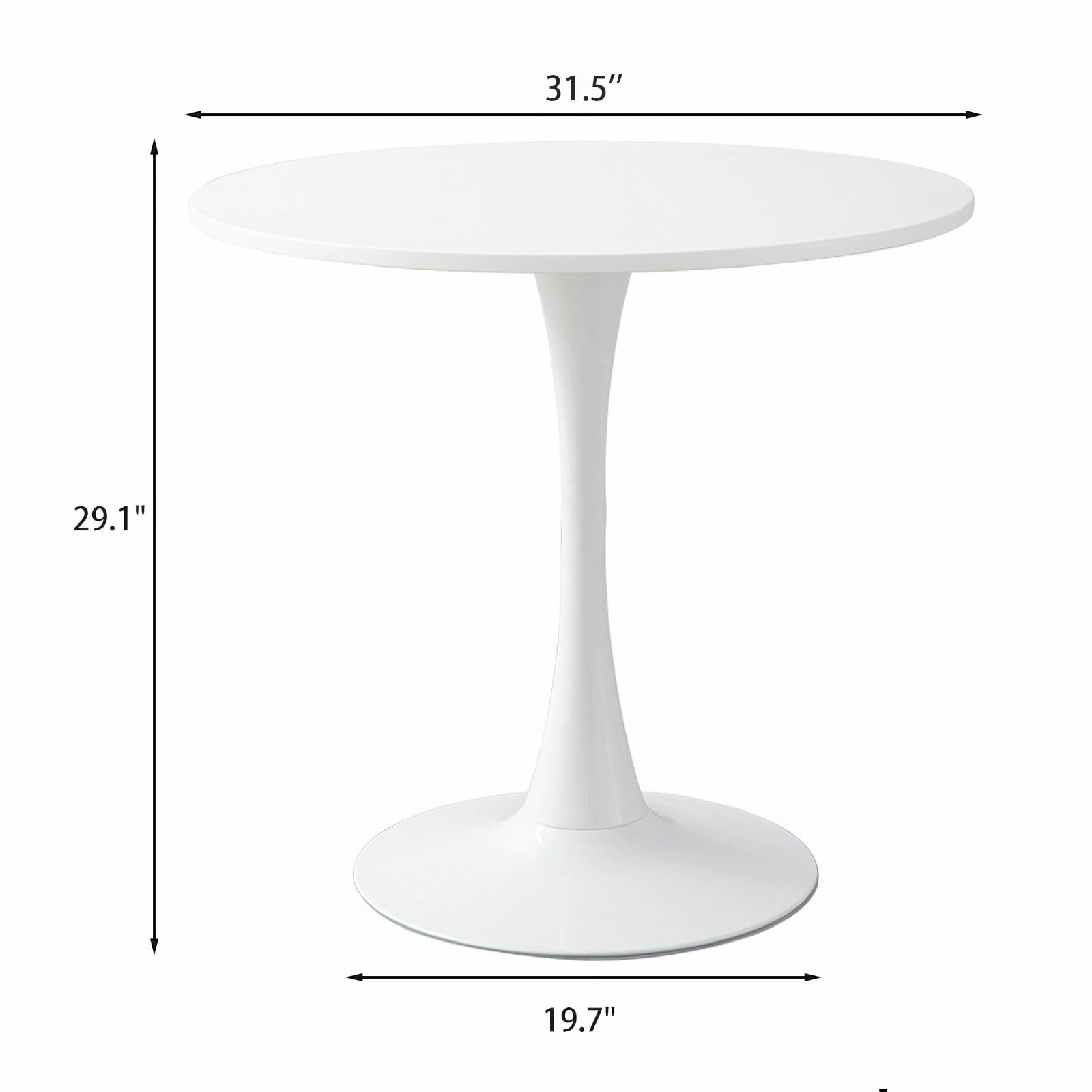 Sybrioka 31.5" Tulip Table for 2-4 Persons Modern Round Dining Room Table, Mid-Century Modern White Small Kitchen Table with MDF Wooden Top, Leisure Coffee Table for Living Room, Dining Room, Office