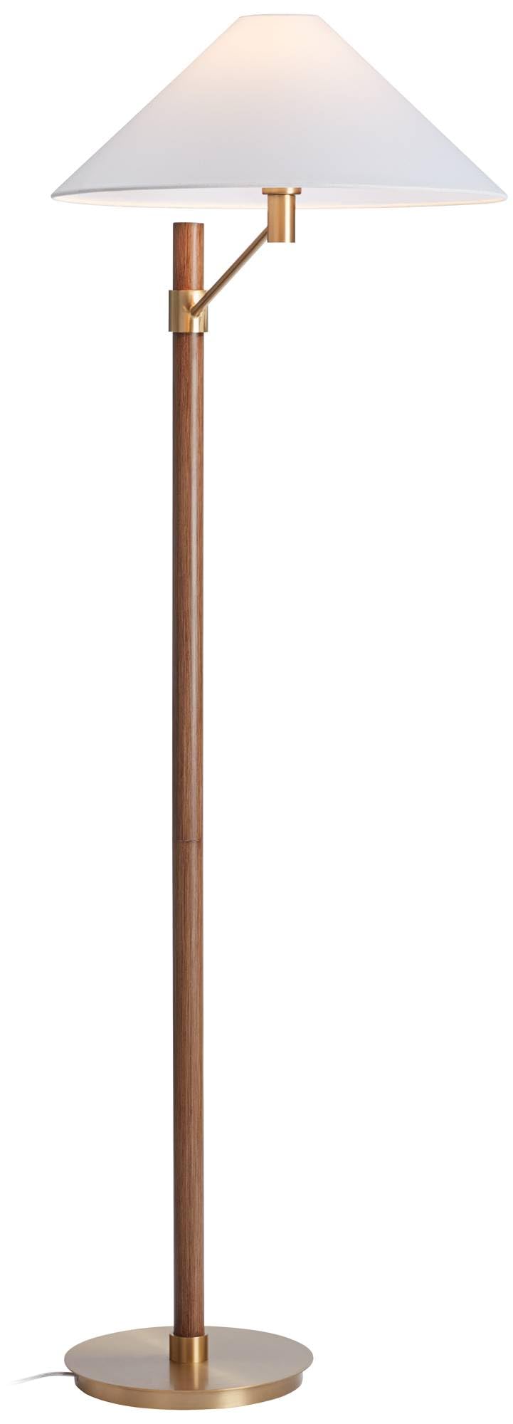 64" High Aged Brass and Wood Finish Floor Lamp