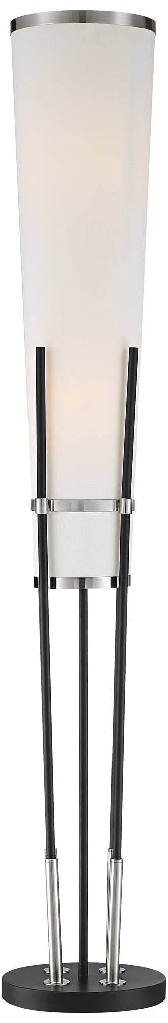 Flute 64" Tall Satin Black Floor Lamp with Smart Socket