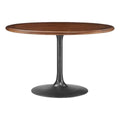 Modway Lippa 48 Inch Round Wood Dining Table with Metal Pedestal in Black Walnut - Modern Industrial Dining Table for 4 People - Solid Wood Tulip Kitchen Table