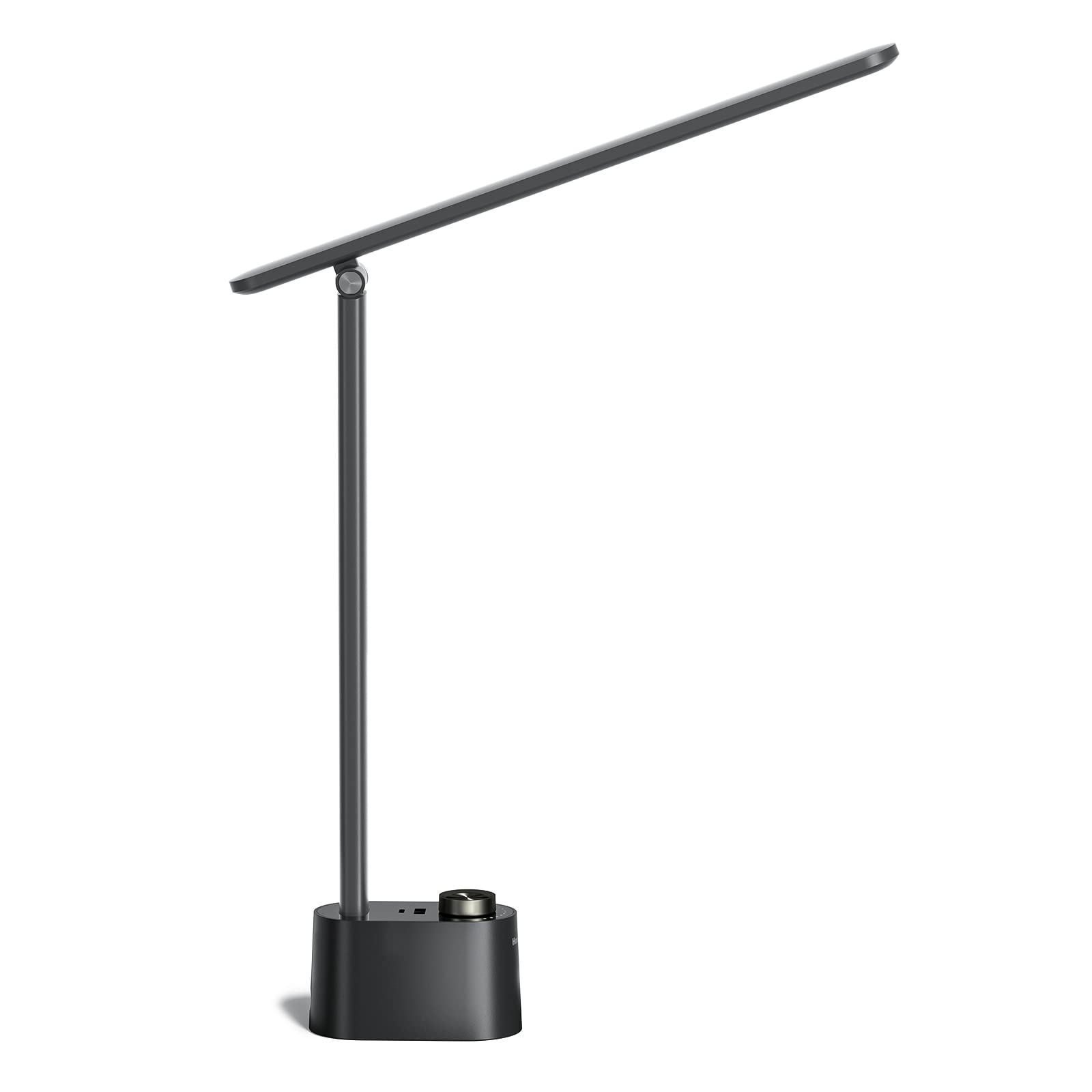 LED Desk Lamp with USB Charging Ports HWT-H01 - Stepless Dimmable Eye Caring Desk Light for Home Office Bedroom Bedside College Dorm, Foldable Table Lamp Reading Lamp Black