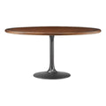 Modway Lippa 60 Inch Round Wood Dining Table with Metal Pedestal in Black Walnut - Modern Industrial Dining Table for 6 People - Solid Wood Tulip Kitchen Table