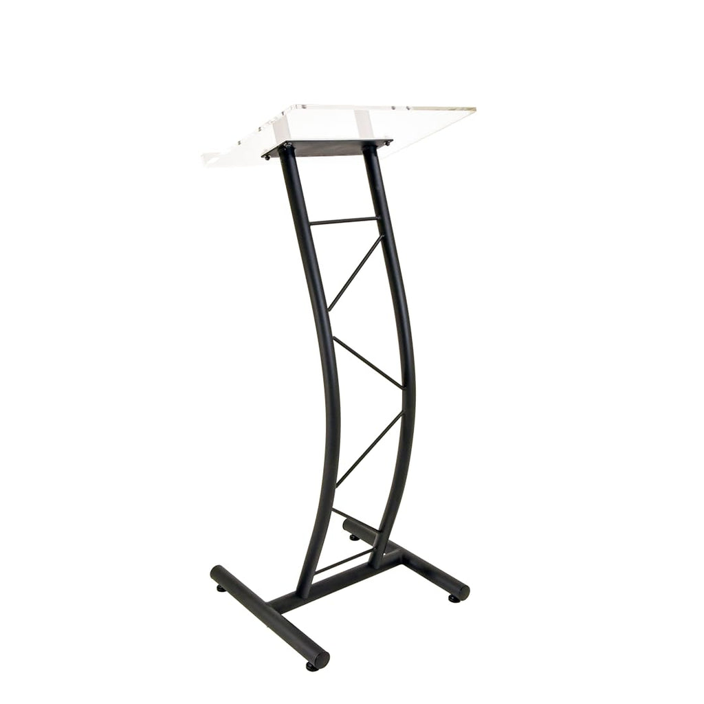 Curved Metal Lectern with Acrylic Top, Stainless Steel Lectern Body and Clear Acrylic Top - Striking and Elegant for All Spaces
