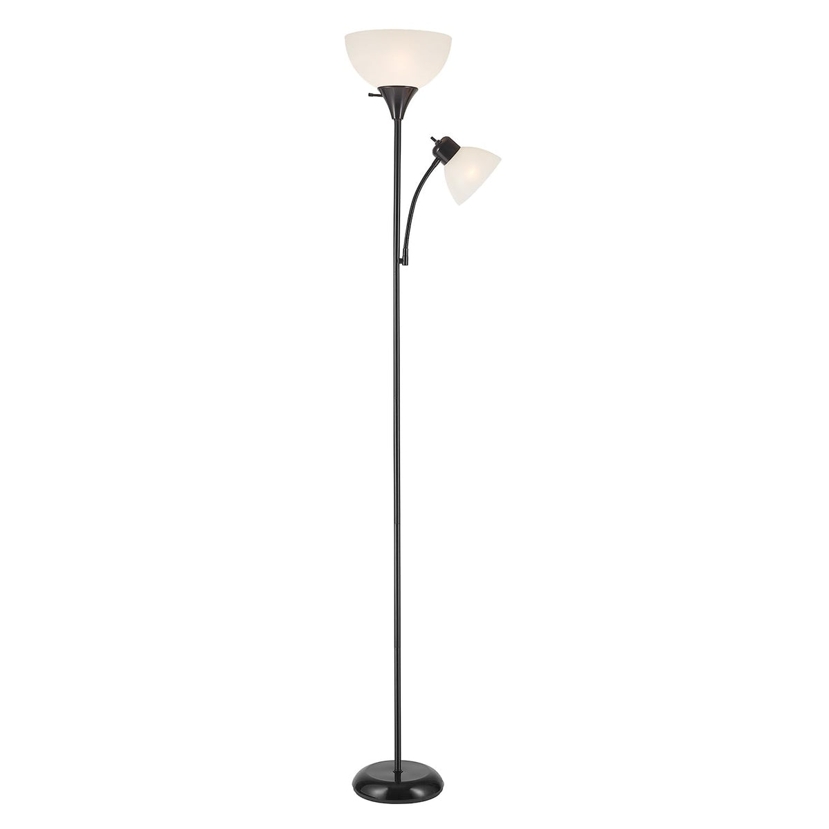 67135 72" Floor Lamp with Adjustable Reading Light, Bright, Easy-to-Assemble Torchiere for Bedroom, Living Room & Office - Space-Saving Slim Design