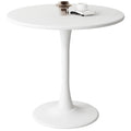 Kasinali Round Dining Table 24" Circle Tulip Table with Wood Thickened Tabletop & Sturdy Metal Pedestal Mid Century Modern Leisure Bistro Kitchen Tables 2 People Small Places Living Room Cafe,White
