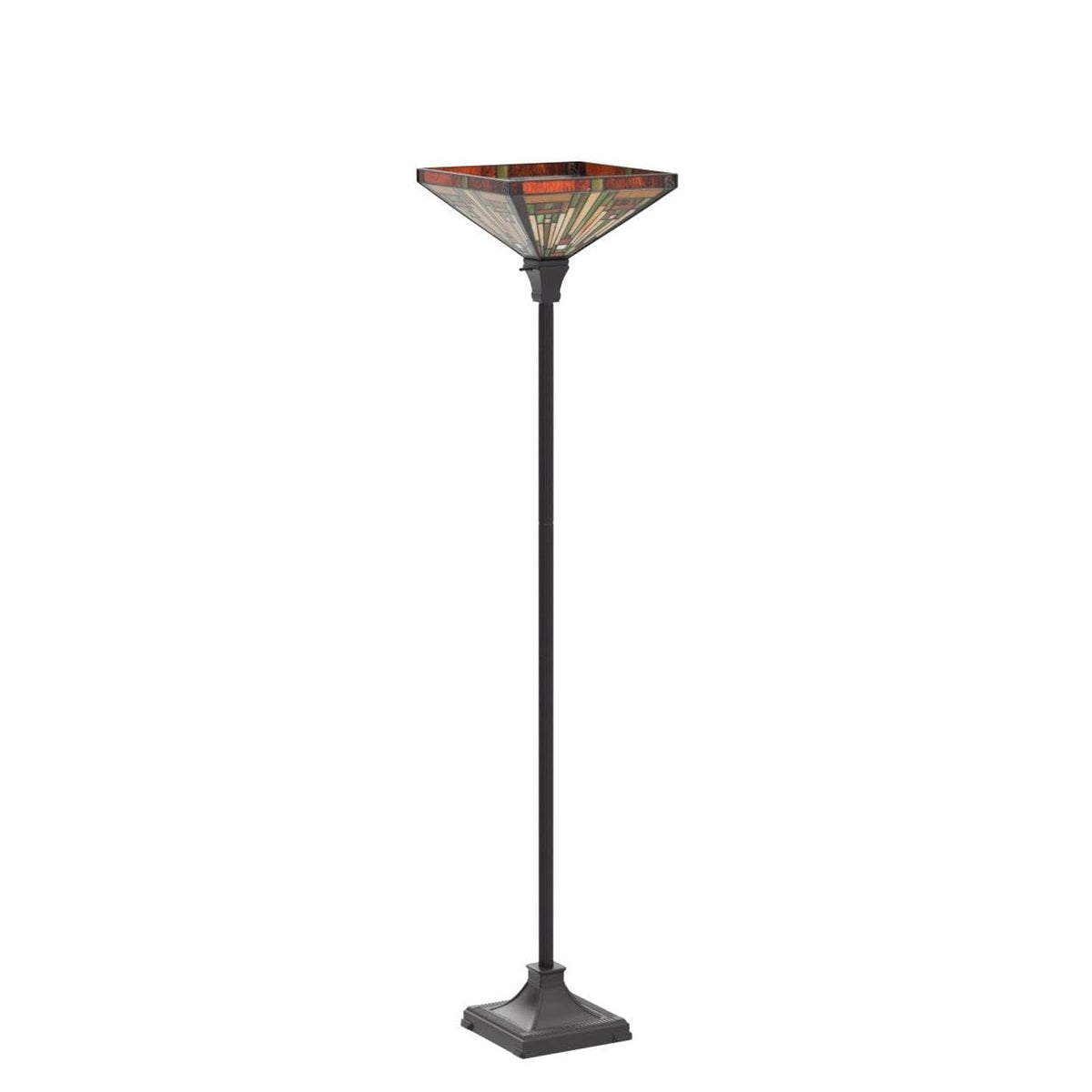 Lamp Antique Amber Brown Stained Glass Torchiere Floor Lamp