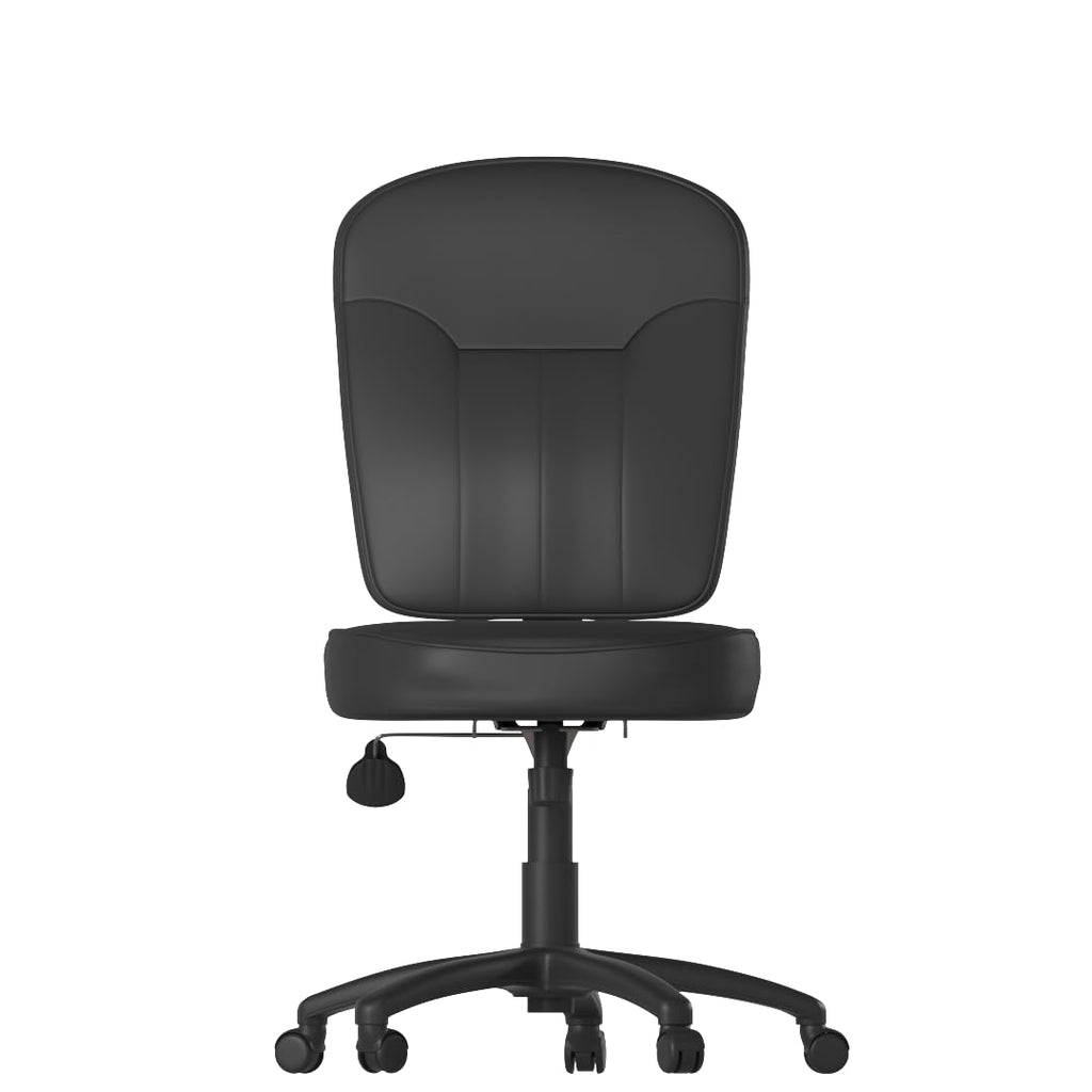 Leather Adjustable Task Chair Without Arms, Black