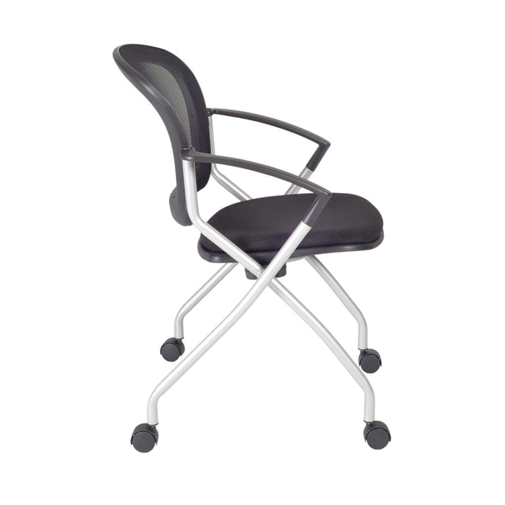 Flip-Top Training Table with 2 Nesting Mesh Chairs, 60 x 24 in, Noble Oak Laminate, Thermal Fused Melamine Top, Black T-Edge Banding, Space-Saving Design for Meetings or Classrooms