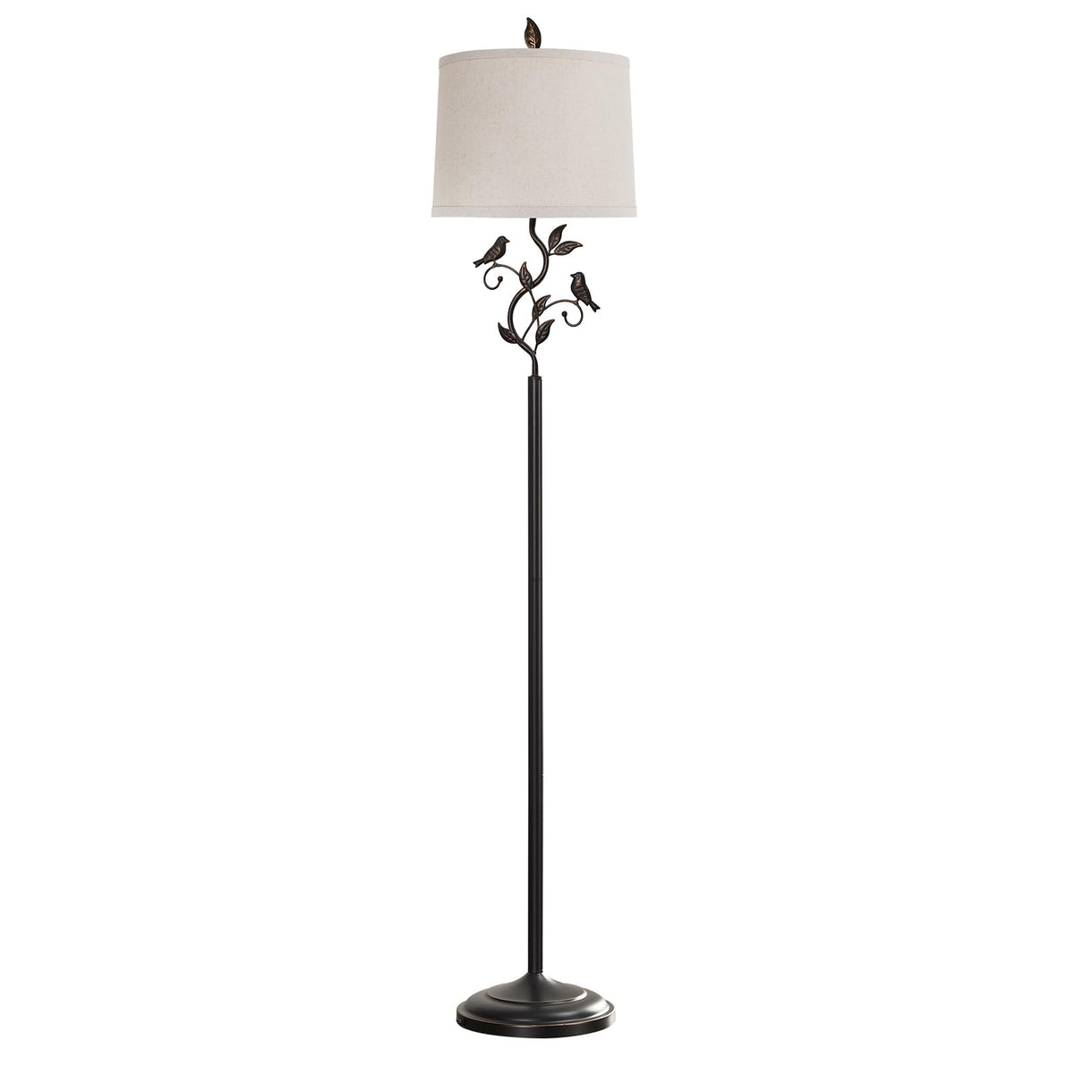 63" Rustic Unique Bird Leaf Floor Lamp for Living Room