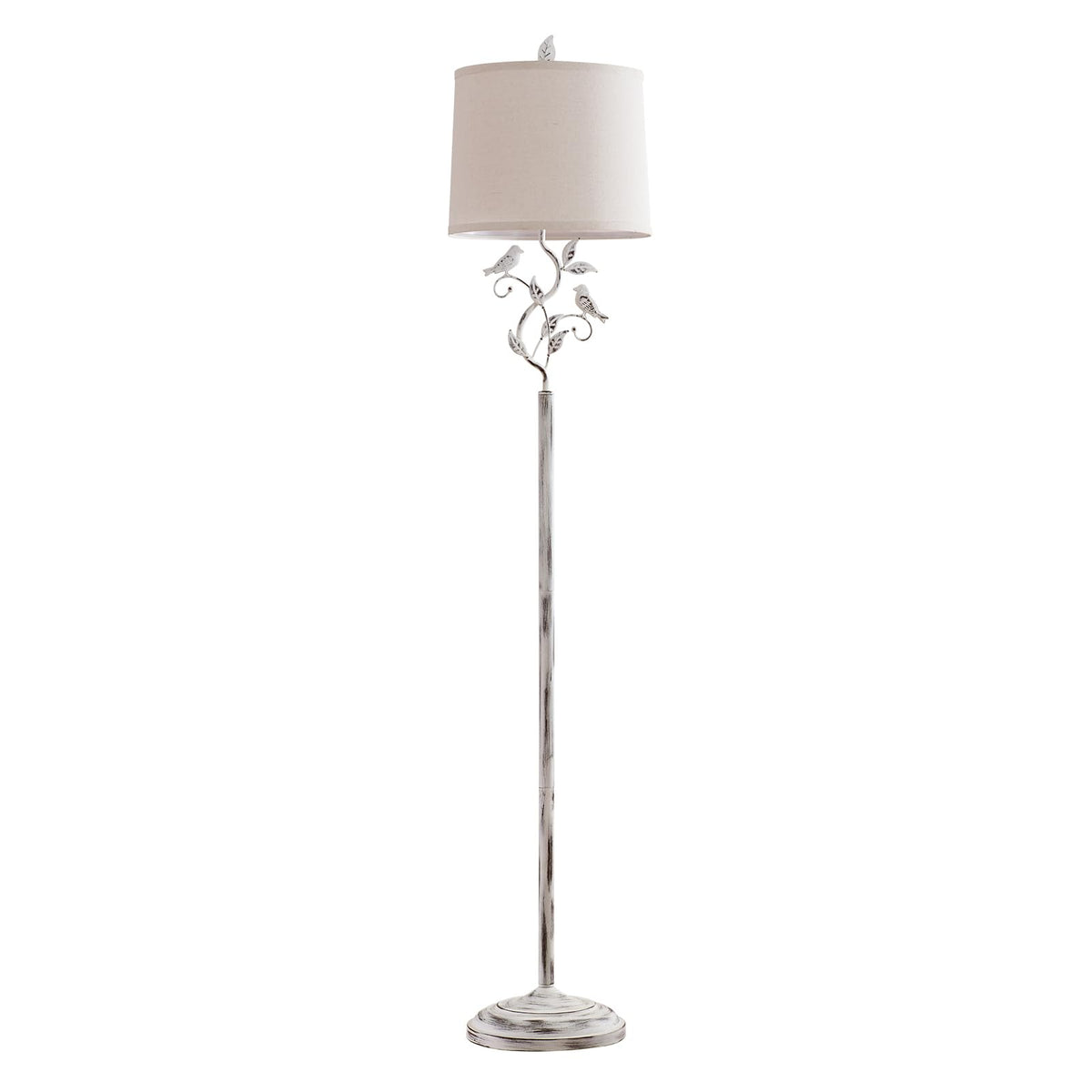 63" Vintage White Bird and Leaf Floor Lamp for Living Room
