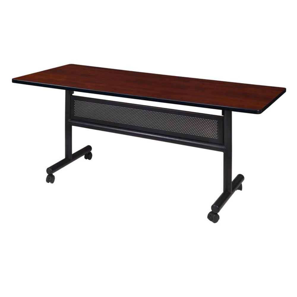 Kobe 60" x 30" Flip Top Mobile Training Table with Modesty- Cherry