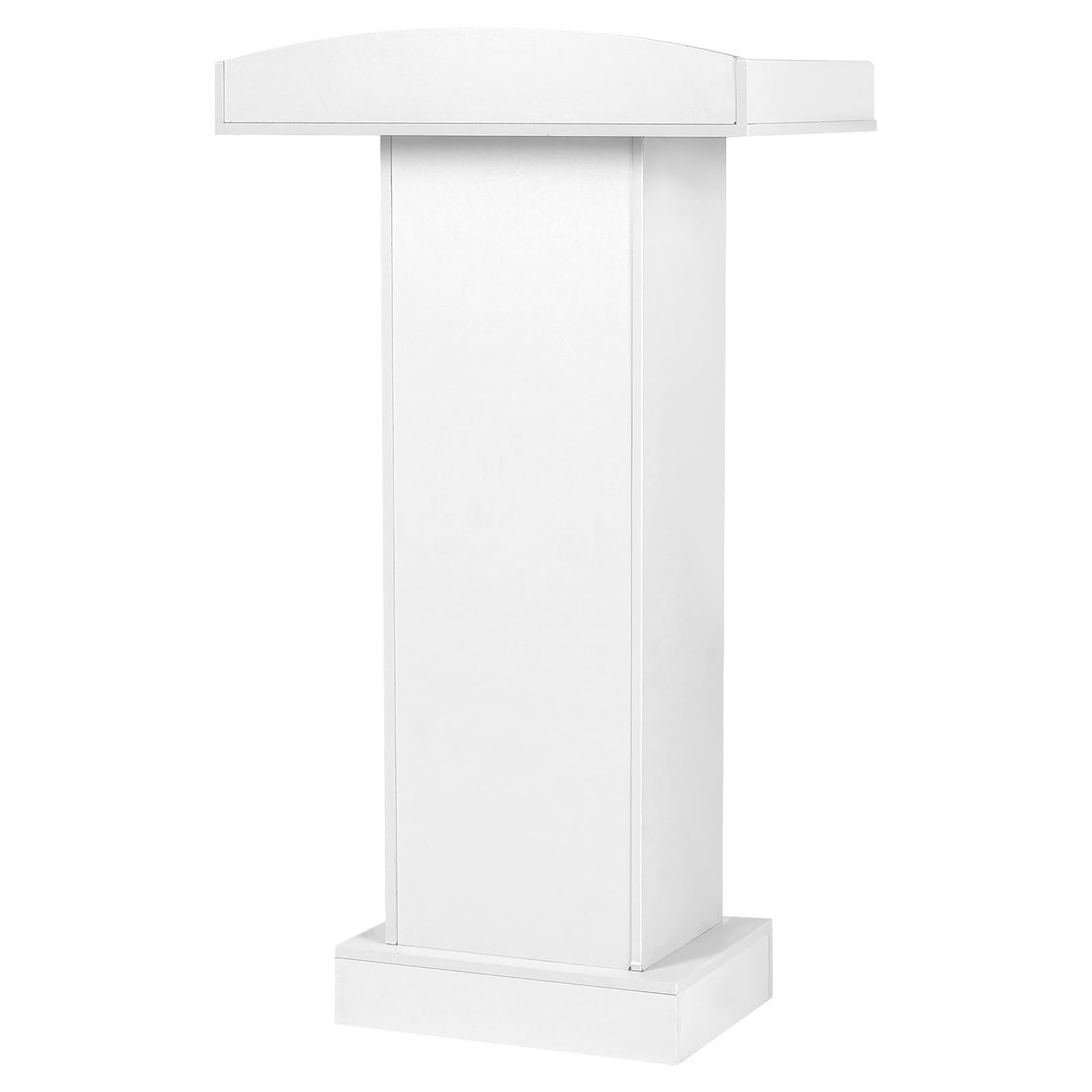 Podium Stand for Lectern Presentation Church Classroom, White Pulpit with Wooden Heavy Base, Podium for Lecture, Wedding Speech