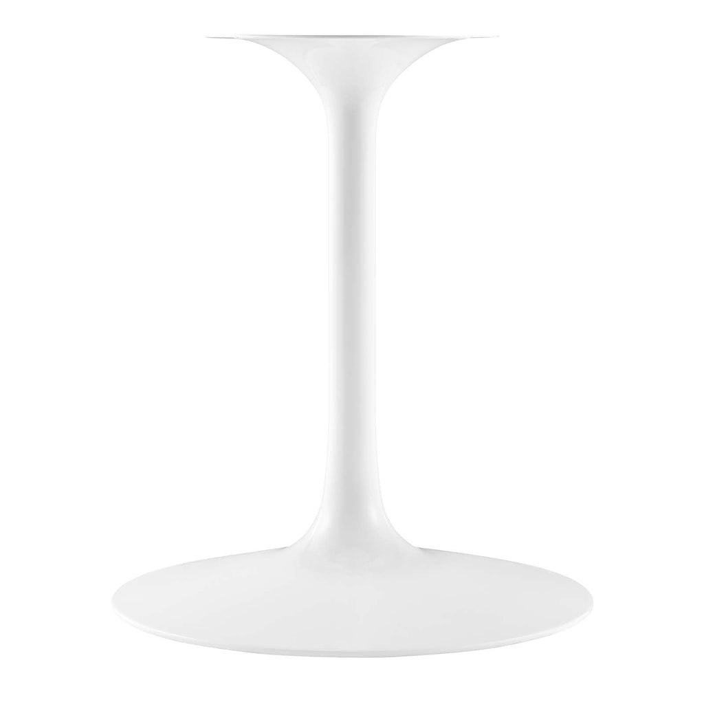 Modway Lippa 48" Round Artificial Dining Table with Tapered, Metal Base, White Travertine