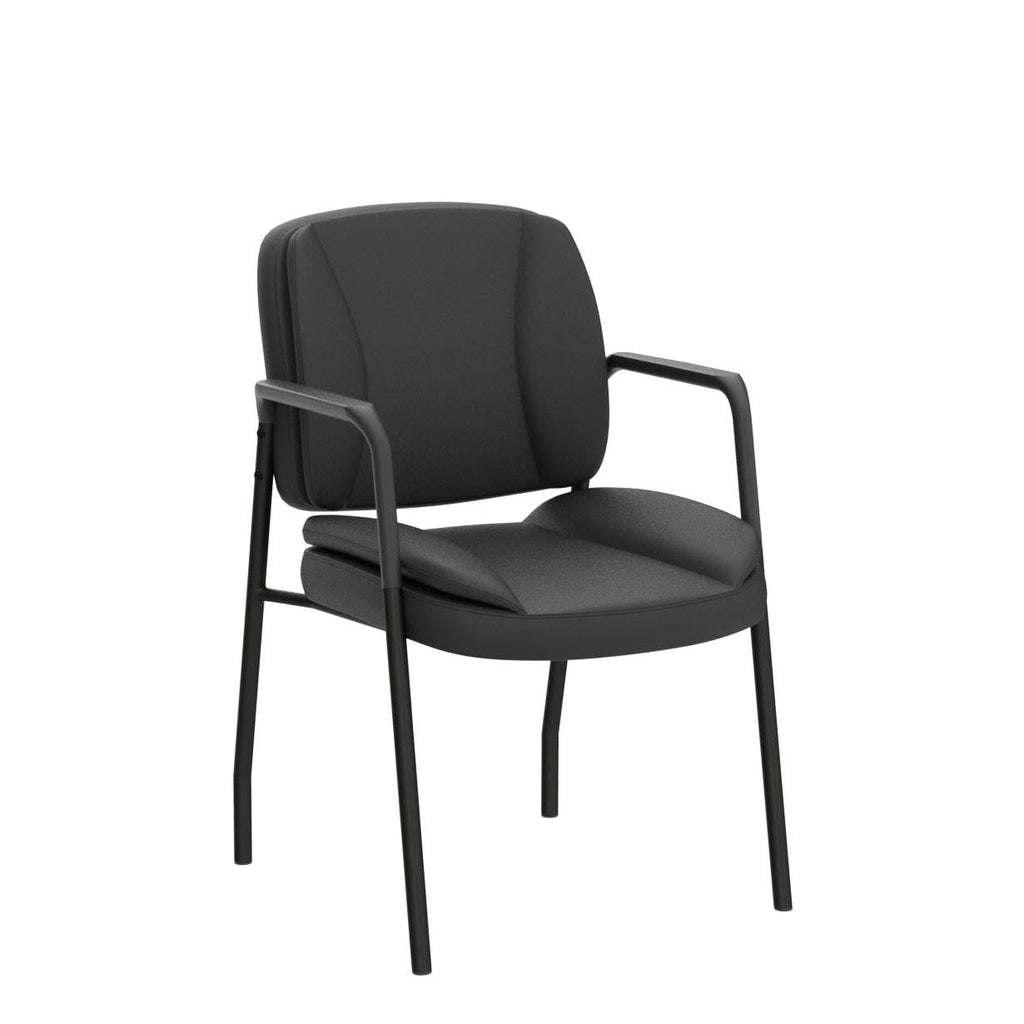 Set of 2, Office Guest Chair Waiting Room Reception Chairs PU Leather Executive Desk Chair with Padded Armrests for Meeting Conference (Black)
