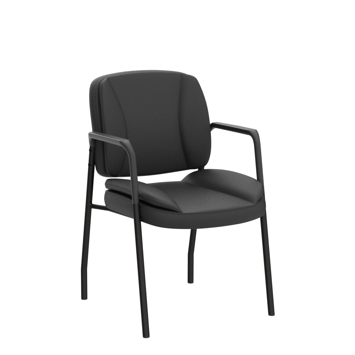 Set of 2, Office Guest Chair Waiting Room Reception Chairs PU Leather Executive Desk Chair with Padded Armrests for Meeting Conference (Black)