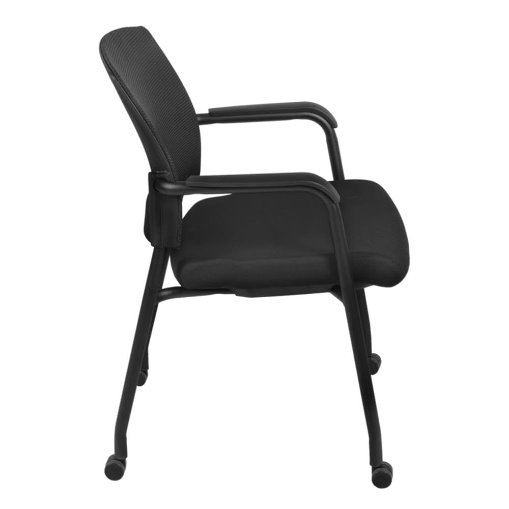 48 x 24 in Flip-Top Nesting Table with 2 Mesh Guest Chairs, Mahogany Laminate, 1-Inch Thick Thermal Fused Melamine Top, Black T Edge Banding, Space-Saving Training Room Furniture Set