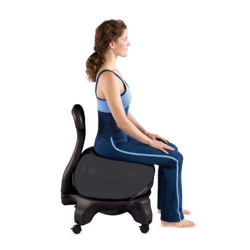 Classic Balance Ball Chair, Stability Seat (Black)