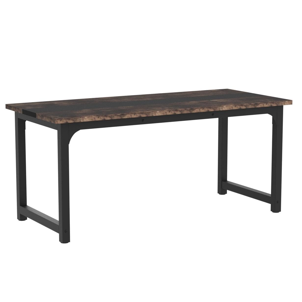 70.8”Executive Desk, Large Office Computer Desk with Thicken Frame, Modern Simple Workstation Business Furniture for Home Office, Vintage Brown/Black