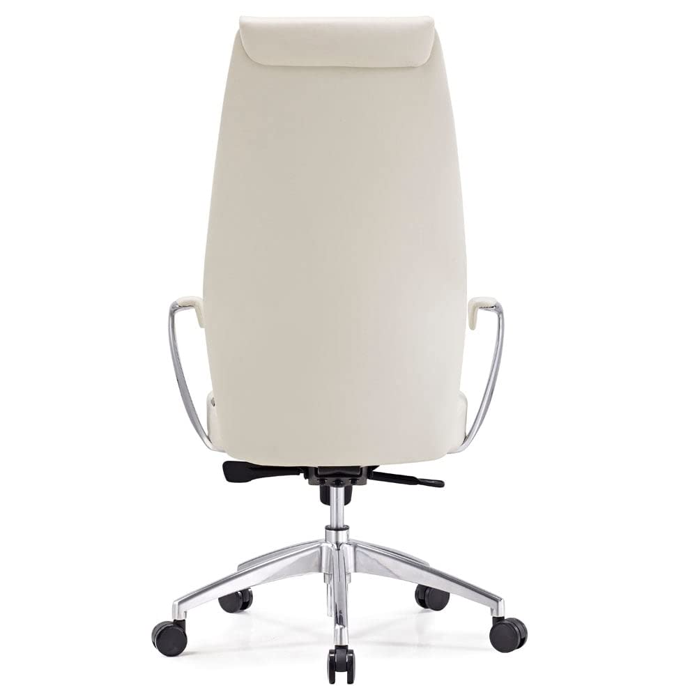Modern Franklin Genuine Leather Adjustable Executive Chair with Aluminum Base - White