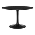Modway Lippa 48 Inch Round Wood Dining Table in Black – Solid Mango Wood Tabletop with Pedestal Base - Mid Century Modern Dining Room Furniture - Kitchen Table for 4-6 Person
