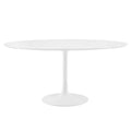 Modway Lippa 60" Mid-Century Modern Dining Table with Round Top and Pedestal Base in White