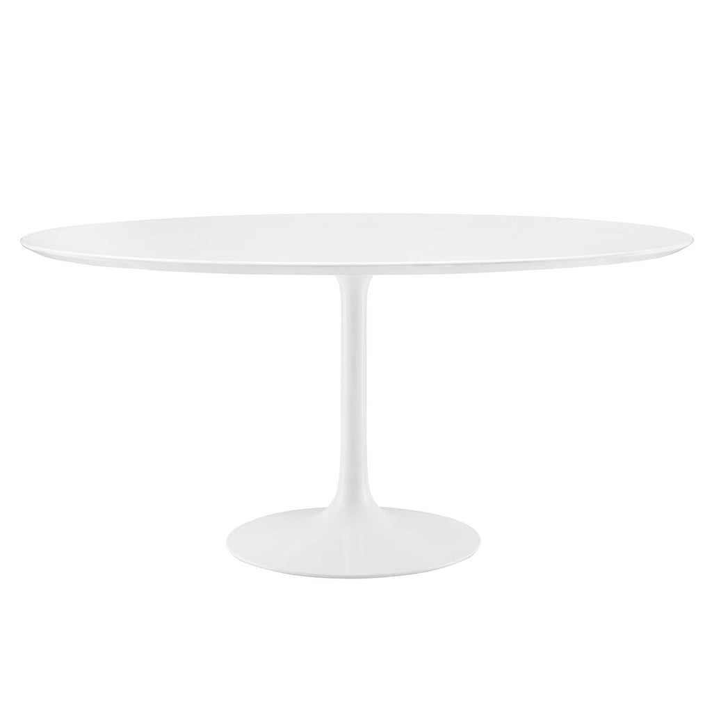 Modway Lippa 60" Mid-Century Modern Dining Table with Round Top and Pedestal Base in White