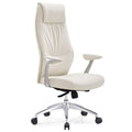 Modern Franklin Genuine Leather Adjustable Executive Chair with Aluminum Base - White