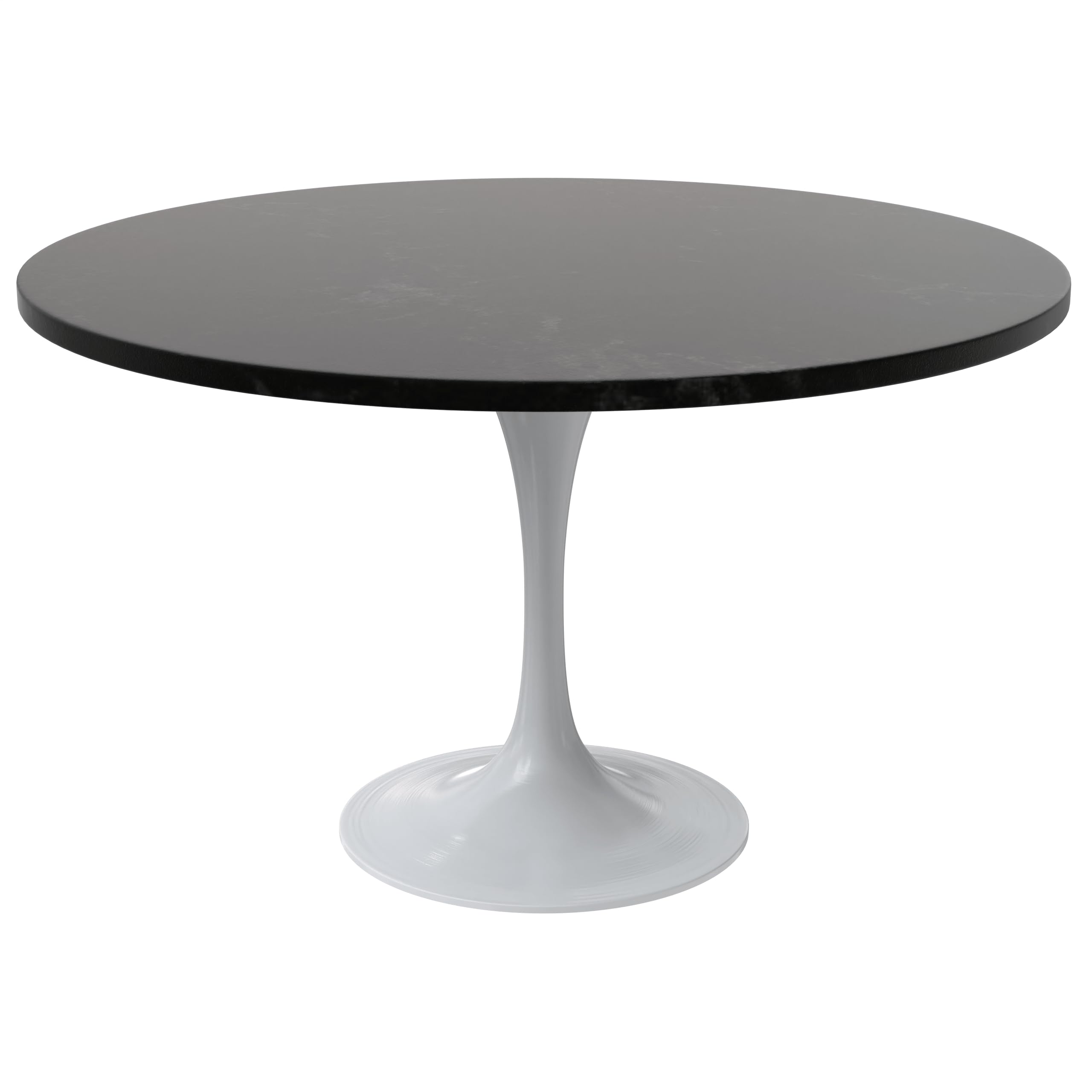 Verve Mid-Century Modern 48 Inch Round Dining Table, MDF Wood Tabletop with White Steel Pedestal Base, Large Pedestal Kitchen & Dining Room Table, Breakfast Nook Table (Black)