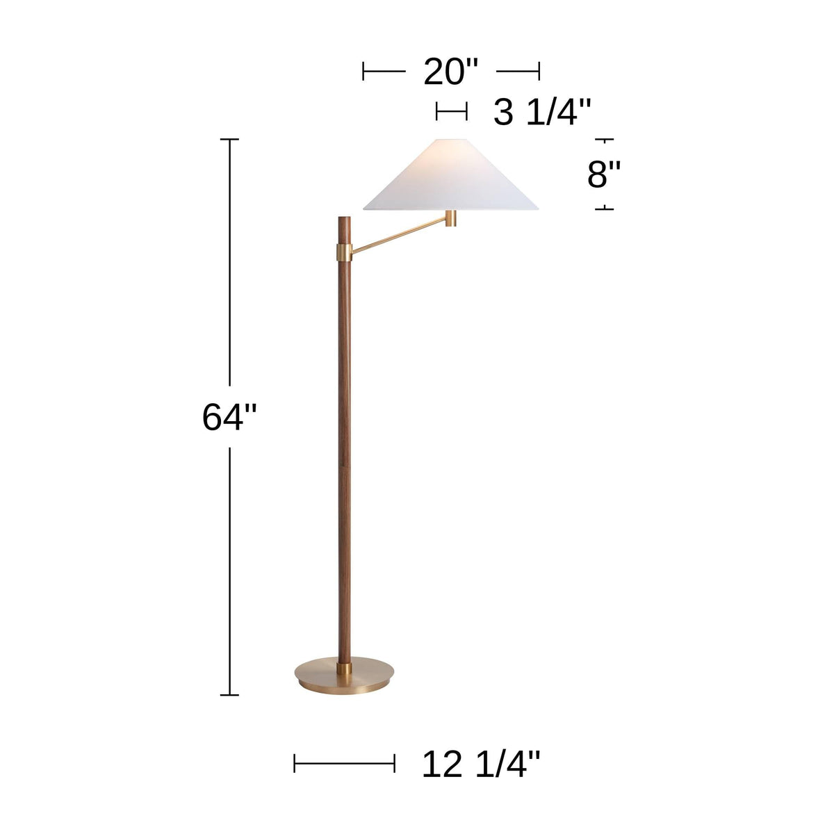 64" High Aged Brass and Wood Finish Floor Lamp