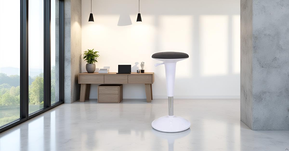 Ergonomic Standing Desk Stool - Height Adjustable Wobble Active Seating Chair for Sit Stand Desks, 22.5-29.5 Inches, Grey