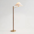 64" High Aged Brass and Wood Finish Floor Lamp