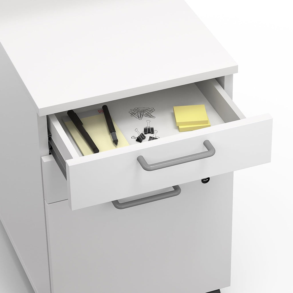 3-Drawer Vertical File Cabinet, Letter & Legal Size Documents, Lockable & Mobile, 21.3" D x 15.6" W x 24.3" H, White